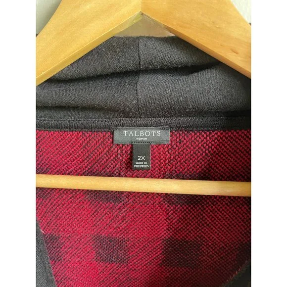 Talbots Red and Black Cowl Neck Sweater - Picture 6 of 6